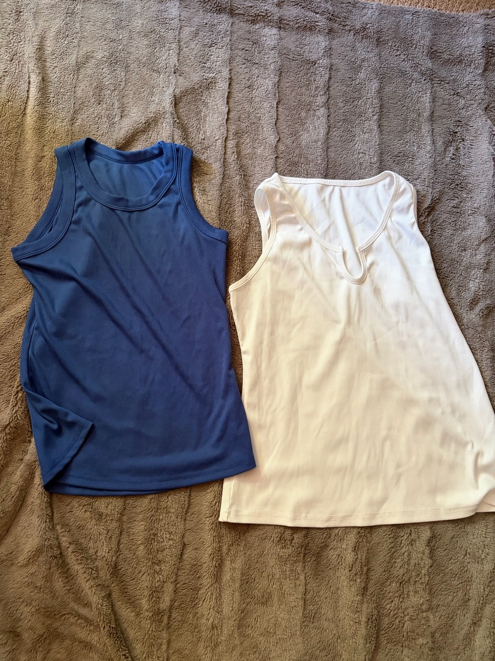 Women’s Ribbed Tank Top Duo — Blue and White